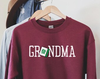 Chinese Mahjong Shirt Gift for Grandma Grandpa Sweatshirt Mah-Jongg lover Sweater Asian Mah Jongg tile gift Mom Dad Mothers fathers day