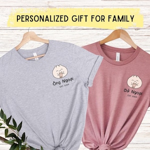 Vietnamese Ba Ong Ngoai Noi Bao Bun Dumpling shirt, Personalized Vietnam Family clothing Boba Baby shower Pregnancy reveal announcement gift
