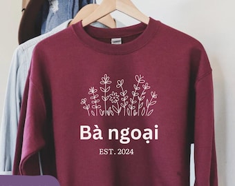 Vietnamese Ba Noi Ong Ngoai Grandma Grandpa sweater Custom Grandparent Pregnancy announcement Baby reveal Gift New Grand Parent Sweatshirt