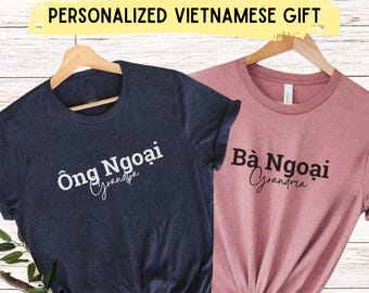 Vietnamese Ba Ngaoi Ong Noi Grandma Grandpa shirt Custom Viet Pregnancy Reveal Announcement gift Announce Vietnam Grandparent Baby Shower