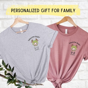 Chinese Grandma Grandpa Dragon shirt, Custom Asia Parent T-shirt, Cantonese Grandparent Po Gong gift for Baby reveal Pregnancy announcement