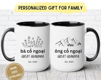 Vietnamese Ba ong co ngoai noi mug Custom Great Grandma Grandpa Cup Vietnam New Grandparent gift for Viet Baby Reveal Pregnancy Announcement