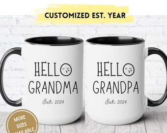 Grandma Grandpa Mug Gift Custom New Grandparent Gift for Baby Shower Pregnancy Reveal Announcement Personalized Grandma Tea Cup Mothers day