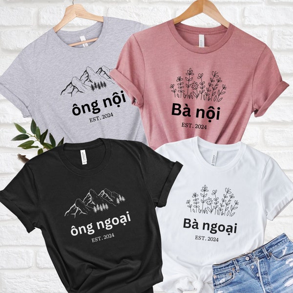 Custom Vietnamese Grandma Grandpa shirt Gift for Viet New grandparent Pregnancy announcement Baby shower reveal tee Vietnam ba ngoai ong noi