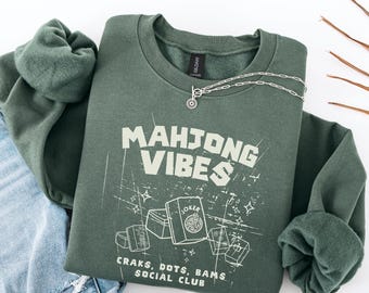 American Mahjong tile sweatshirt Funny Mahj Tournament shirt Mah Jongg Lover gift Anime MahJongg sweater Game Player Mah Jong Gaming Night