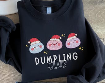 Dumpling Christmas Club sweatshirt Merry Xmas Bao Holiday sweater Glitter Lover Sweat Kawaii crewneck shirt Asian cartoon girl outfit Gift
