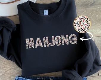 Mahjong tile sweatshirt Mah Jongg shirt Mah-Jongg lover gift Funny Asian women sweater Chinese men fun board game night on gambling clothing