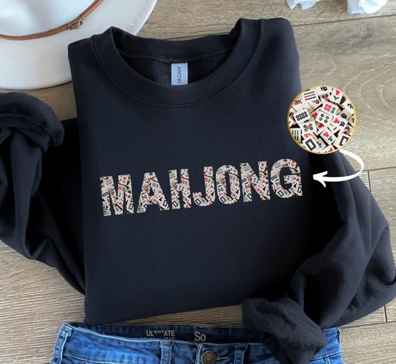 Mahjong tile sweatshirt Mah Jongg shirt Mah-Jongg lover gift Funny Asian women sweater Chinese men fun board game night on gambling clothing