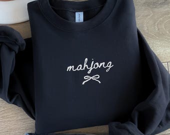 American Mahjong tile Bow sweatshirt Mahj Ribbon Tournament shirt Mah Jongg Lover Friend gift MahJongg sweater Game Player Mah Jong Gaming