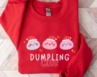 Dumpling Christmas Club sweatshirt Merry Xmas Bao Holiday sweater Glitter Lover Sweat Kawaii crewneck shirt Asian cartoon girl outfit Gift