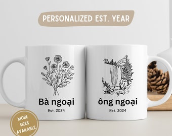 Vietnamese Ong Ba Ngoai Noi mug, Custom Vietnam Grandma Grandpa gift, Baby Reveal Pregnancy Announcement, First Promoted to Viet Grandparent