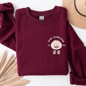 Chinese Grandma Grandpa sweatshirt Custom Baby Pregnancy Reveal announcement Dumpling gift Grandparent Bao Announce shirt Cantonese Popo Nai