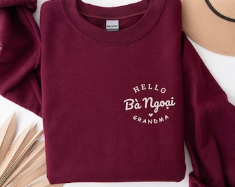 Personalized Vietnamese Ong Ba Ngoai Noi Grandparent sweatshirt Grandma Grandpa Announce Gift Mom Parent Pregnancy Baby announcement Sweater