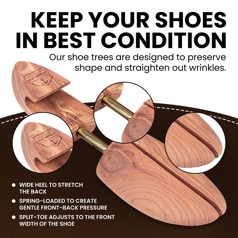2 Pack Cedar Wood Shoe Tree With Split Toe Adjustable Shoe Etsy