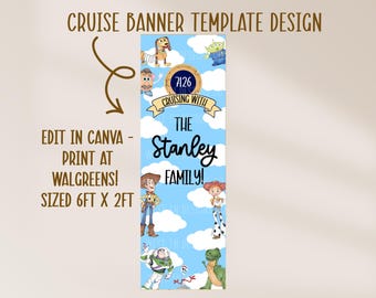 Banner para la puerta del crucero / Decoración para cruceros / Decoración personalizada para la puerta del crucero / Plantilla de Canva / Plantilla editable / Banner de crucero TS