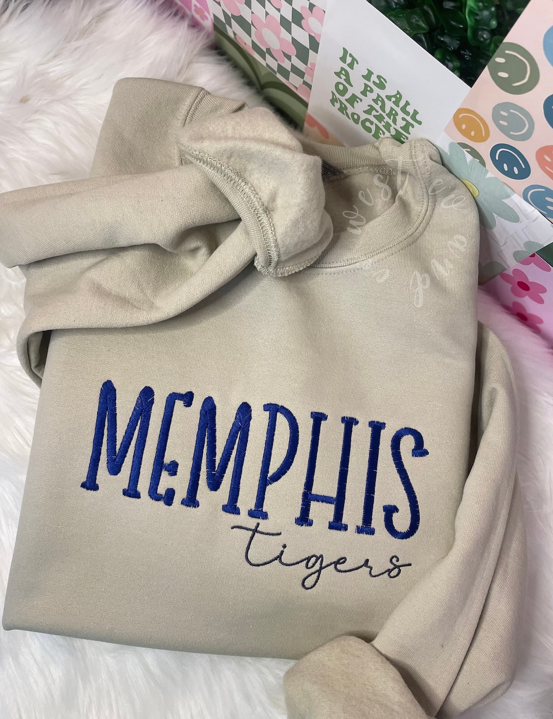 Custom Football Team Embroidery, Embroidered Crewneck Sweatshirt