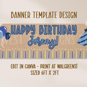 Happy Birthday Walgreens Printable Banner, Editable Canva Template (Digital Download), digital banner download, Happy Birthday Banner image 1