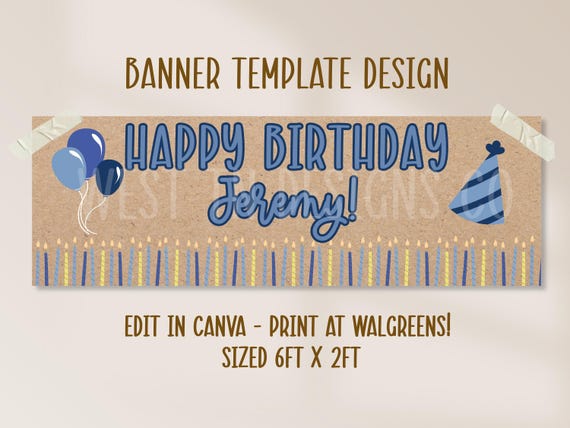 Happy Birthday Walgreens Printable Banner, Editable Canva Template (Digital Download), digital banner download, Happy Birthday Banner