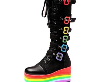 rainbow platform shoes