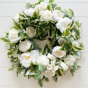 Modern All Season Wreath for Front Door, Spring Outdoor Wreath, Simple Wreath, Summer Flower Wreath, Rustic Spring Wreath, Wreath Gift