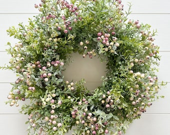 Elegant Berry Wreath for Front Door, Spring Outdoor Wreath, Simple Wreath, Berry Summer Wreath, Rustic Spring Wreath, Wreath Gift