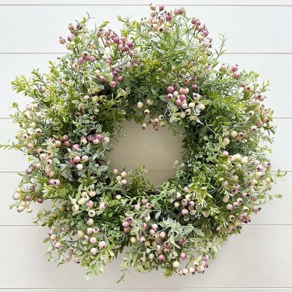 Elegant Berry Wreath for Front Door, Spring Outdoor Wreath, Simple Wreath, Berry Summer Wreath, Rustic Spring Wreath, Wreath Gift