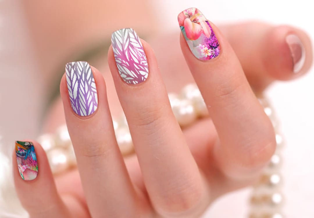 Nail Art Polish Wraps Transfer Decals Sticker Pattern Cocktail Pedicure