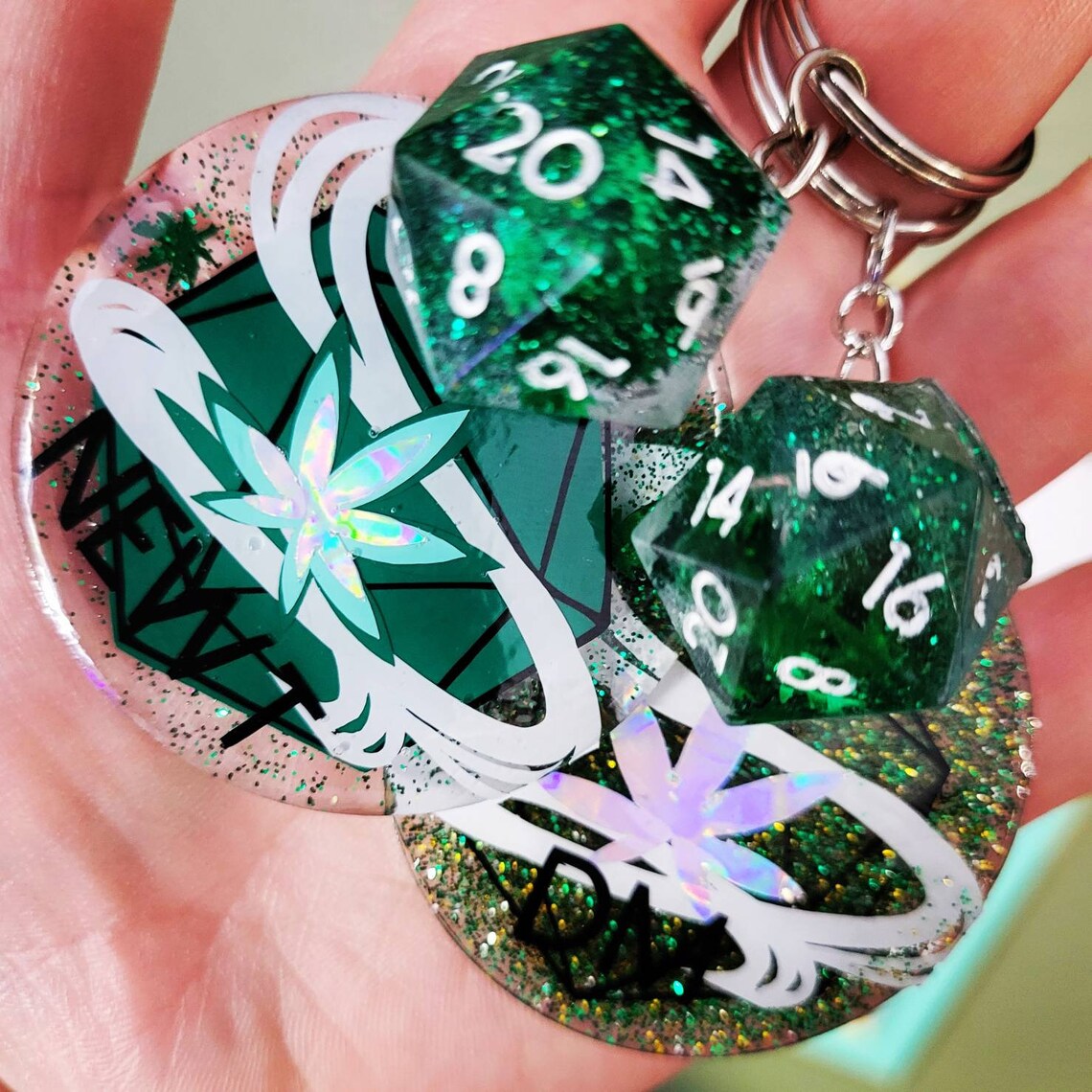 Dnd Keychains With Dice Etsy