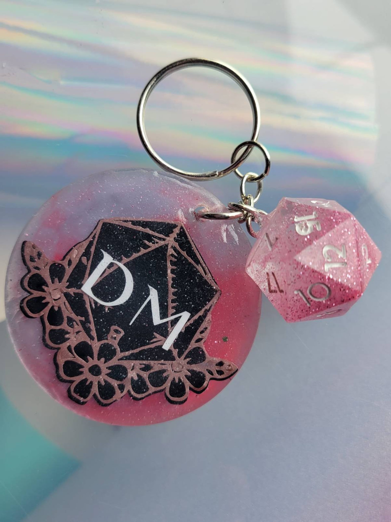 Dnd Keychains With Dice Etsy
