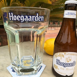 1 large HOEGAARDEN 50cl beer glass and 6 cardboard coasters, bar, French bistro, advertising image 1