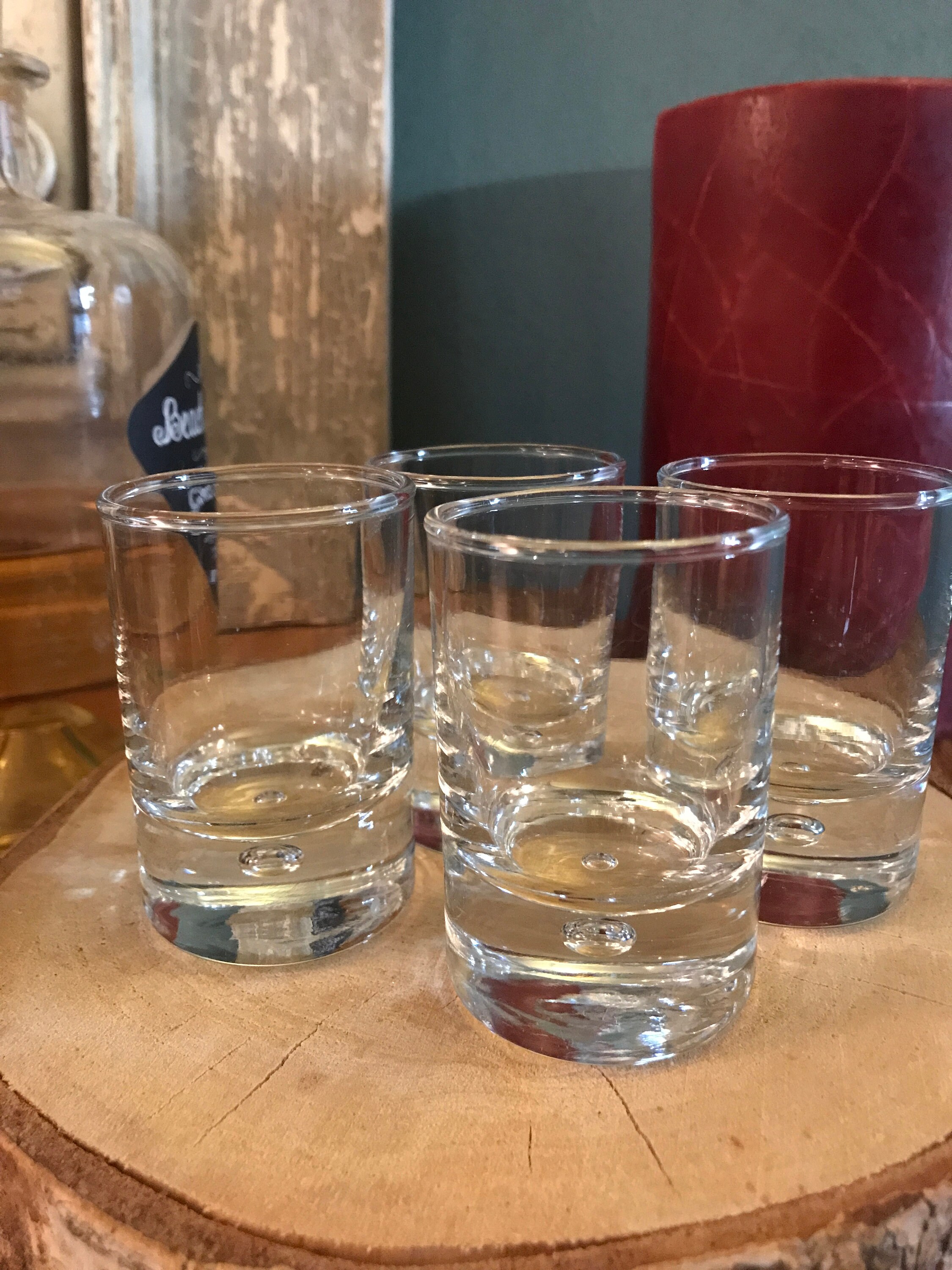 4 Petits Verres Dégustation Digestif, Verre Soufflé