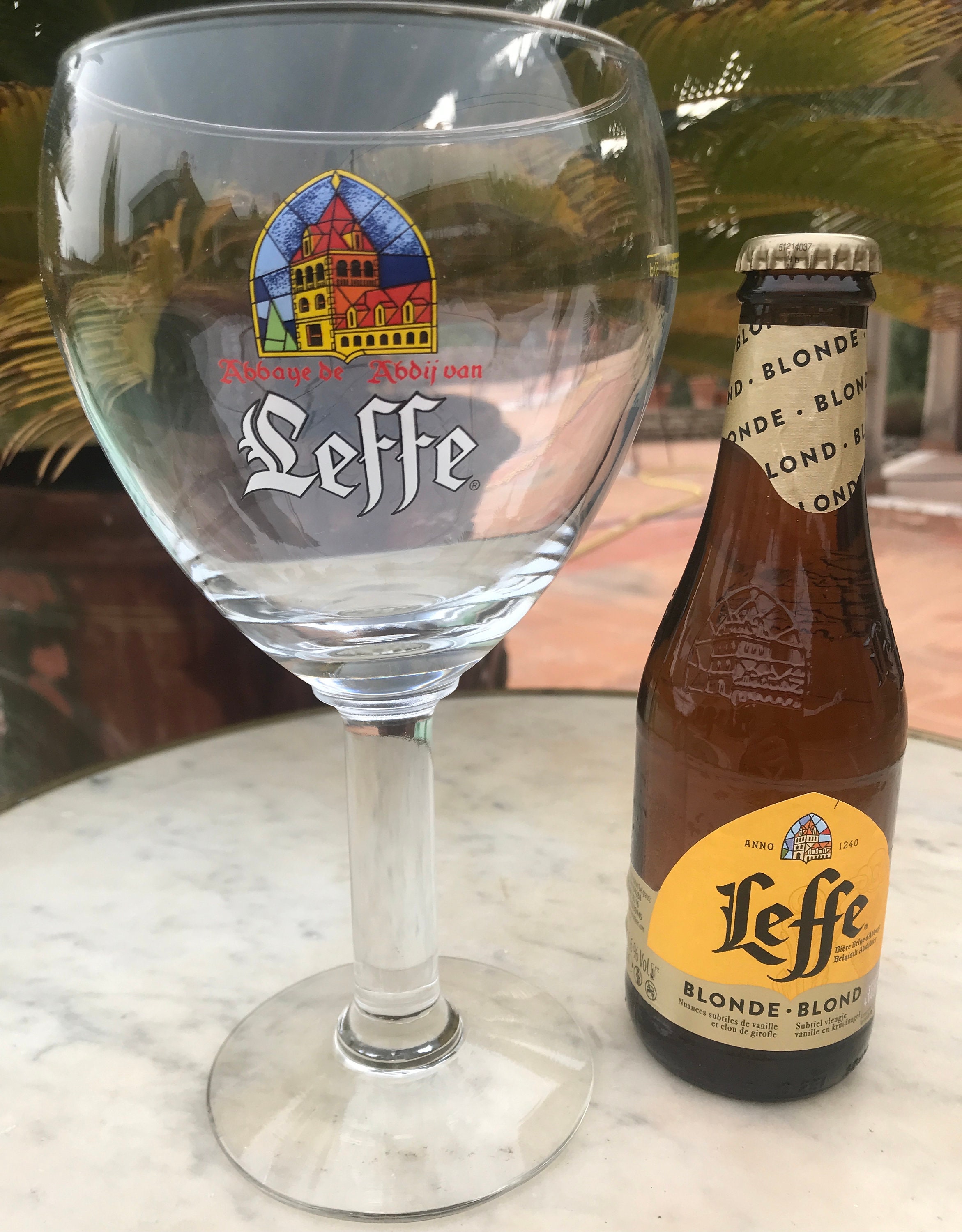 Rare Verre à Pied Calice 0, 5 Litre Bière d'abbaye Leffe, Bar, Bistrot Français, Publicitaire