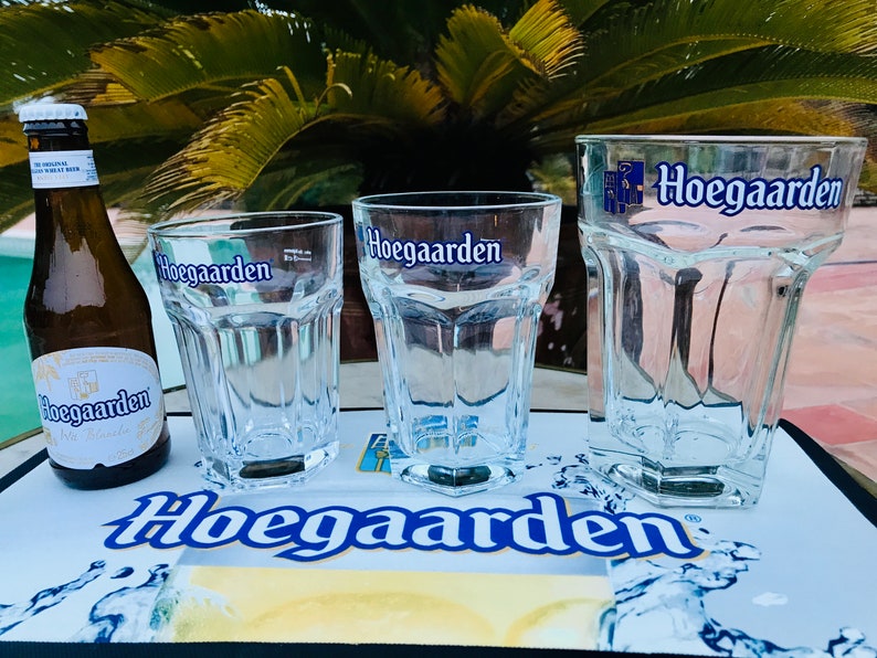 1 large HOEGAARDEN 50cl beer glass and 6 cardboard coasters, bar, French bistro, advertising image 7