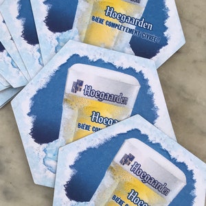 1 large HOEGAARDEN 50cl beer glass and 6 cardboard coasters, bar, French bistro, advertising image 6