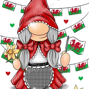 St David’s Welsh lady gonk gnome gonkette png for Sublimation