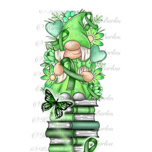 Green awareness ribbon gonk gnome bookmark sublimation clip art design