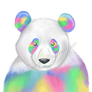Rainbow panda png clip art file for Sublimation