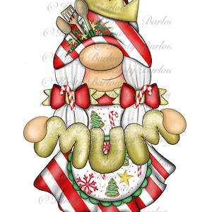 Christmas mum gonk gnome illustration clip art sublimation design with commercial license