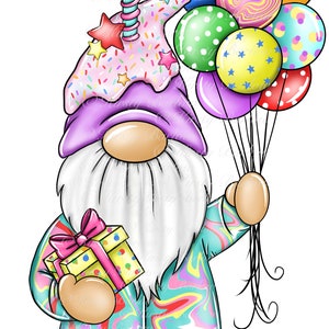 Birthday gonk gnome clip art png file for sublimation digital down