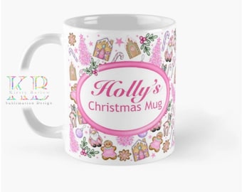 2 Christmas print mug wraps sublimation designs png clipart personalised Christmas Eve hot chocolate coffee cup instant download