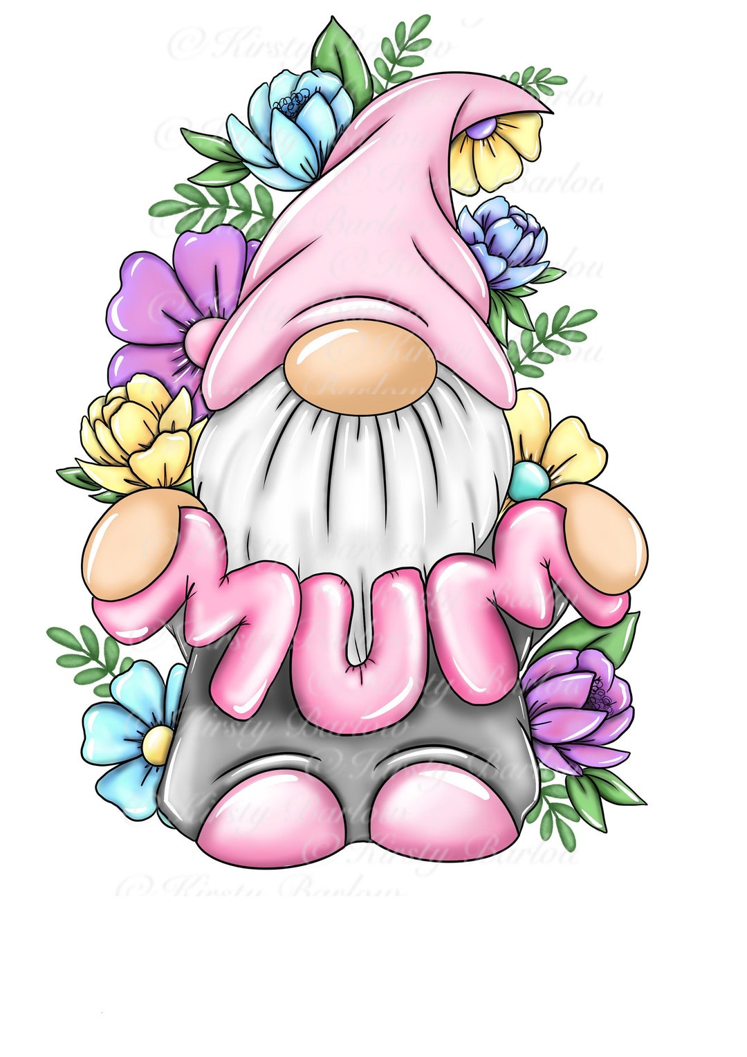 Mum Mothers Day Gonk Gnome Floral Png Clip Art Sublimation Art Work