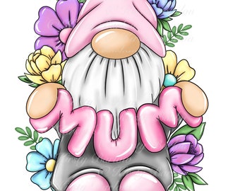 Mum Mother’s Day gonk gnome floral png clip art sublimation art work design
