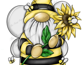 Bee sunflower gonk gnome png clip art file design for sublimation