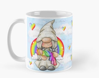 Arc-en-ciel bébé gnome gonk mug wrap png clip art sublimation design avec licence commerciale