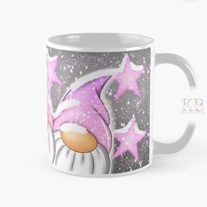 Gonk gnome trio Christmas scene mug wrap grey and pink snowy png clipart sublimation instant download hot chocolate coffee Christmas Eve