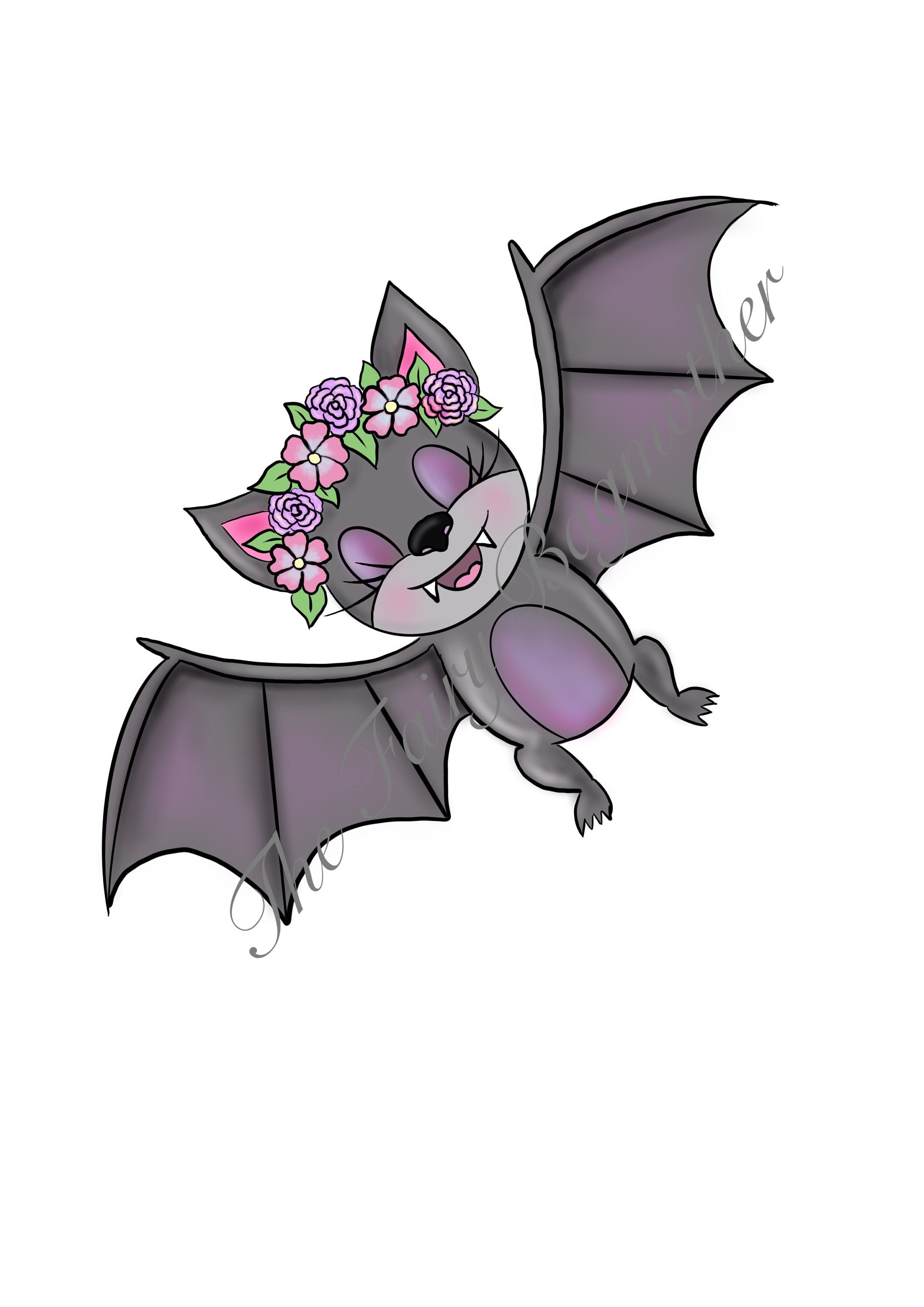 Girly gothic bat png clip art for Sublimation