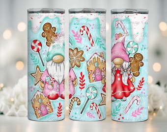 Candy cane Christmas gonk tumbler wrap sublimation design clip art with commercial license