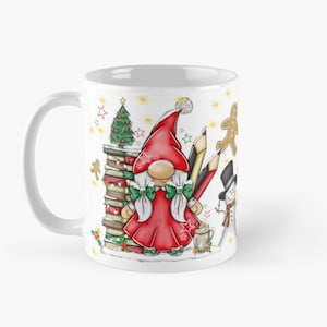 Diseño de archivo de imágenes prediseñadas PNG en blanco con envoltorio de taza personalizado para maestro de Navidad para sublimación