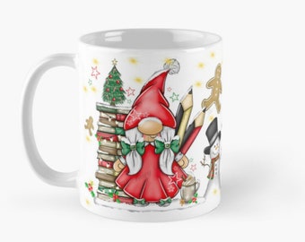 Christmas teacher personalised mug wrap blank png clip art file design for sublimation