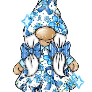 Ne m'oubliez pas gnome gonk démence Alzheimer's sensibilisation ruban clipart sublimation design png téléchargement immédiat